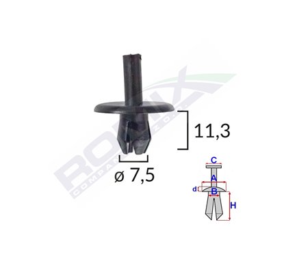 Clips Fixare Pentru Alfa Romeo/Fiat 7.5X11.3Mm - Negru Set 10 Buc