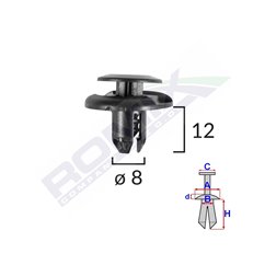 Clips Fixare Elemente Roata Pentru Honda/Mitsubishi 8X12Mm - Negru Set 10 Buc