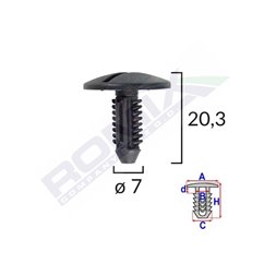 Clips Fixare Elemente Roata Pentru Citroen/Peugeot 7X20.3Mm - Negru Set 10 Buc