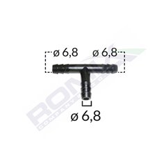 Conector Teu Furtun Conducte Universal 6.8Mm - Negru Set 5 Buc