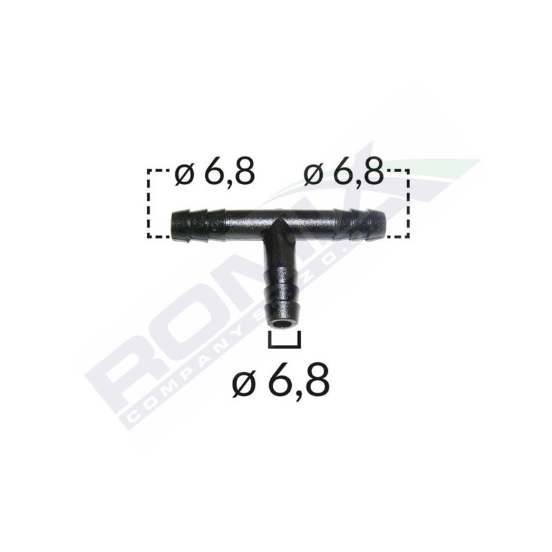 Conector Teu Furtun Conducte Universal 6.8Mm - Negru Set 5 Buc