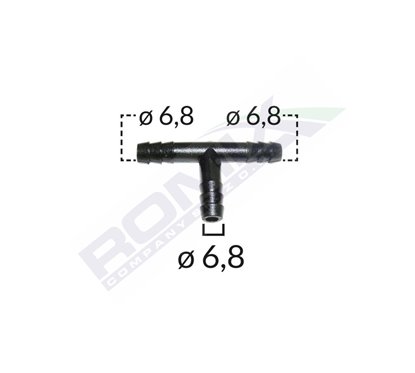 Conector Teu Furtun Conducte Universal 6.8Mm - Negru Set 5 Buc