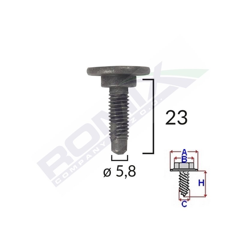 Surub Fixare Alfa Romeo/Fiat/Citroen 5.8X23Mm - Negru Set 5 Buc