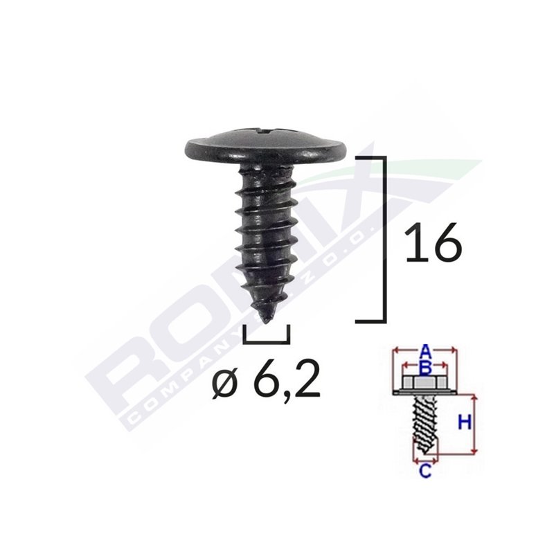 Surub Fixare Elemente Exterior Pentru Toyota, Kia, Hyundai 6.2X16Mm Set 10 Buc