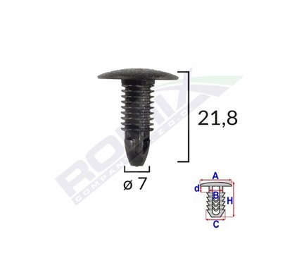 Clips Tapiterie Pentru Honda/Hyundai/Toyota 7X21.8Mm - Negru Set 10 Buc