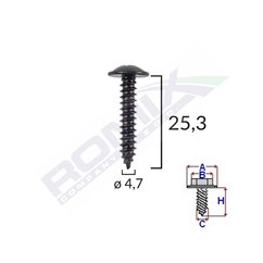 Surub Fixare Pentru Alfa Romeo/Fiat 4.7X25.3Mm - Negru Set 10 Buc