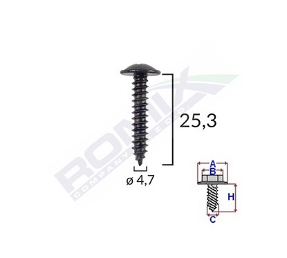 Surub Fixare Pentru Alfa Romeo/Fiat 4.7X25.3Mm - Negru Set 10 Buc