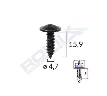 Surub Fixare Alfa Romeo. Fiat. Bmw 4.7X15.9Mm - Negru Set 10Buc