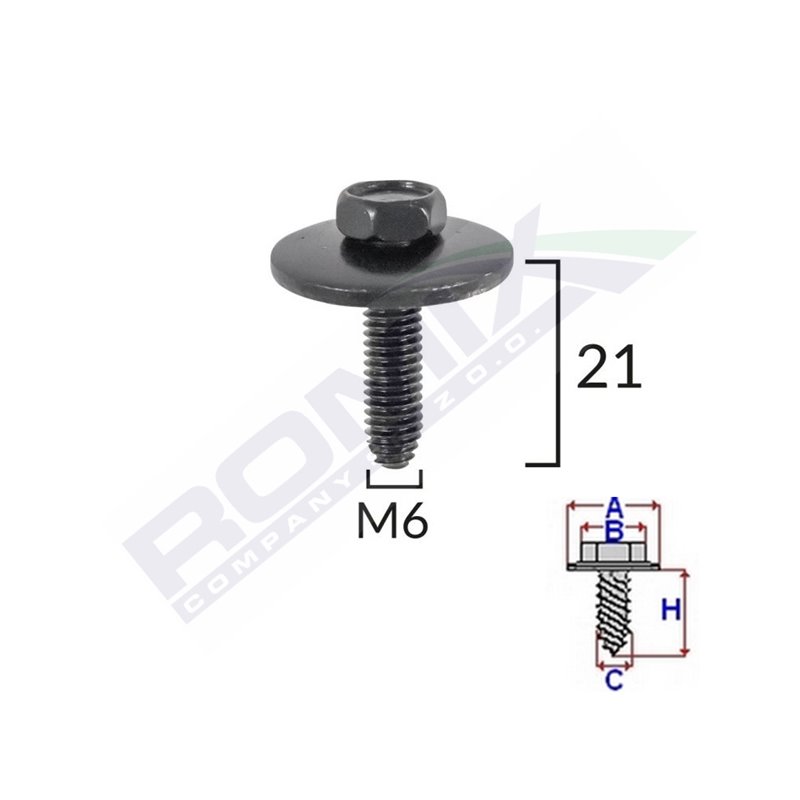 Surub Fixare Elemente Exterior Pentru Renault 6X21Mm Set 5 Buc