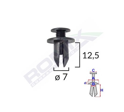 Clips Fixare Pentru Honda Subaru Toyota 7X12.5Mm - Negru Set 10 Buc