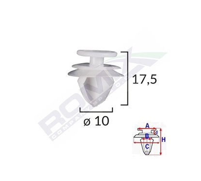 Clips Tapiterie Pentru Citroen/Peugeot/Volvo 10X17.5Mm - Gri Set 10 Buc