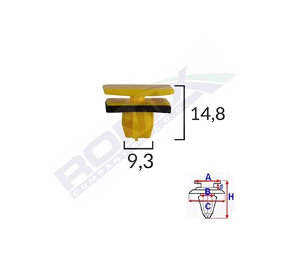 Clips Fixare Elemente Exterioare Pentru Hyundai 9.3X14.8Mm - Galben Set 10 Buc