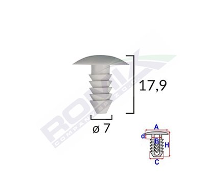 Clips Tapiterie Pentru Fiat 7X17.9Mm - Gri Set 10 Buc