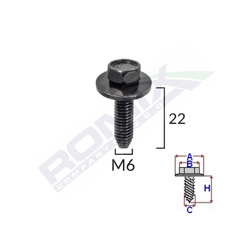 Surub Fixare Elemente Exterior Pentru Peugeot, Citroen 6X22Mm Set 5 Buc