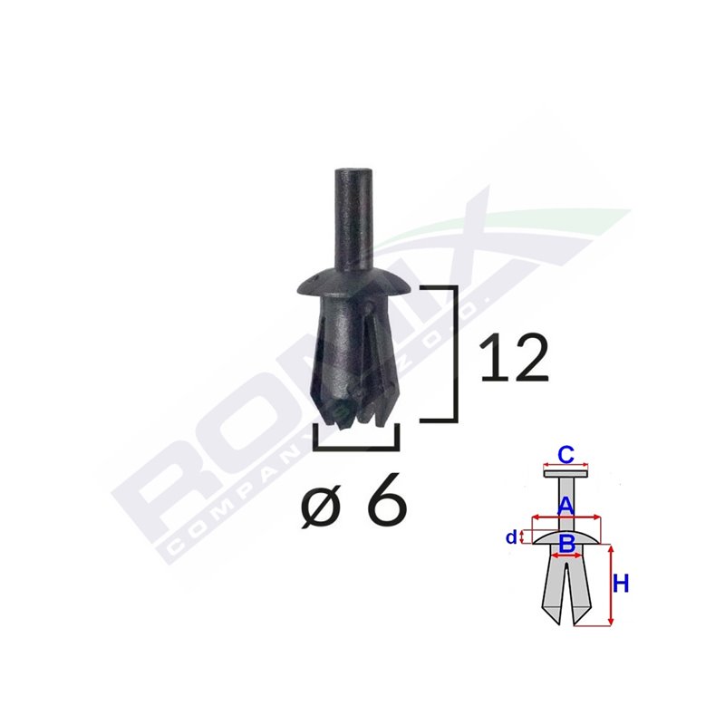 Clips Fixare Elemente Exterioare Pentru Opel 8X12Mm - Negru Set 10 Buc