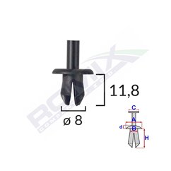 Clips Fixare Elemente Exterioare Pentru Opel/Volvo/Vw 8X11.8Mm - Negru Set 25 Buc