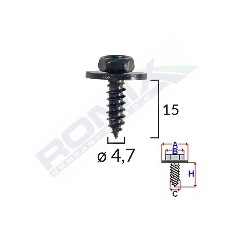 Surub Universal Fixare Negru 4.7X15Mm Set 10 Buc