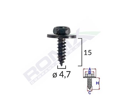 Surub Universal Fixare Negru 4.7X15Mm Set 10 Buc