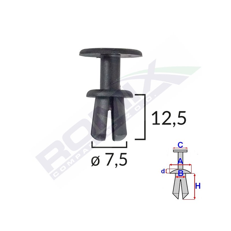 Clips Fixare Pentru Bmw/Skoda 7.5X12.5Mm - Negru Set 10 Buc