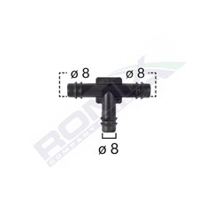 Conector Furtun Teu Universal 8Mm - Negru Set 5 Buc