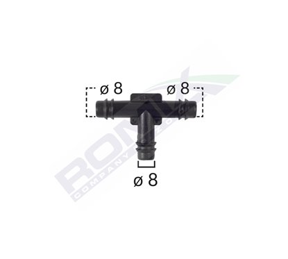 Conector Furtun Teu Universal 8Mm - Negru Set 5 Buc