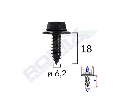 Surub Fixare Elemente Exterior Pentru Toyota 6.2X18Mm Set 10 Buc