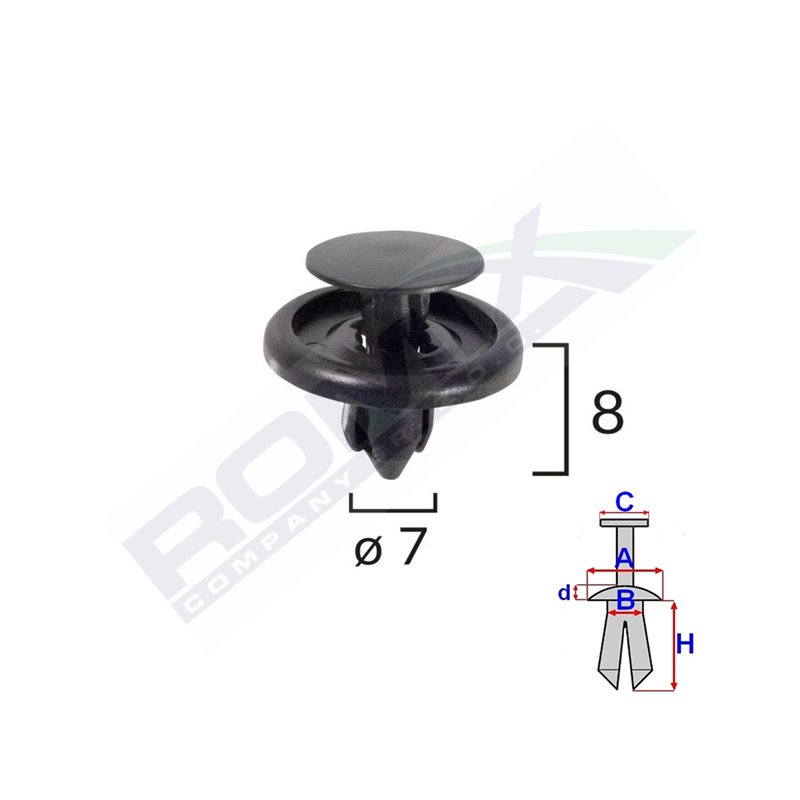 Clips Fixare Pentru Toyota/Citroen/Lexus 7X8Mm - Negru Set 10 Buc