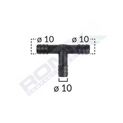 Conector Teu Furtun Conducte Universal 10Mm - Negru Set 5 Buc