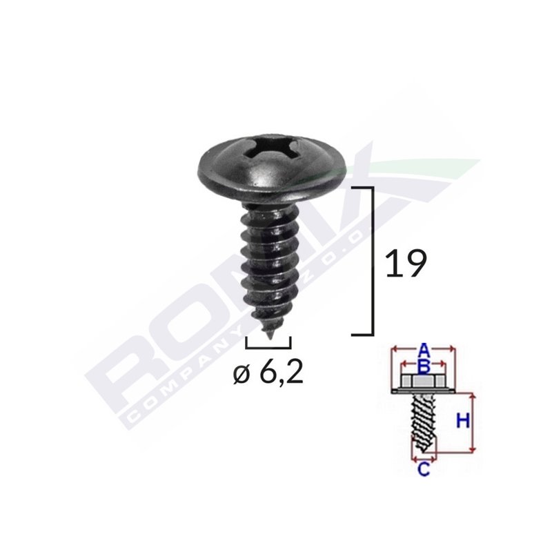 Surub Cu Cap Incrucisat Diametru 6.2Mm Lungime 19Mm Set 10 Buc