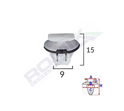 Clips Fixare Bara Protectie Pentru Nissan 9X15Mm Alb Set 5 Buc