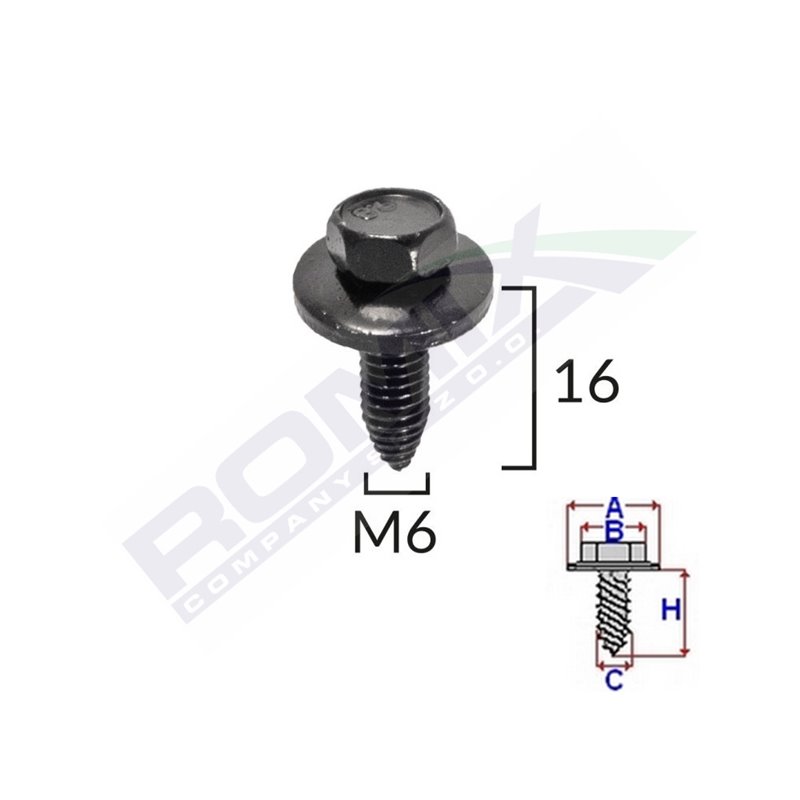 Surub Fixare Bara Protectie Pentru Peugeot, Citroen 6X16Mm Set 5 Buc