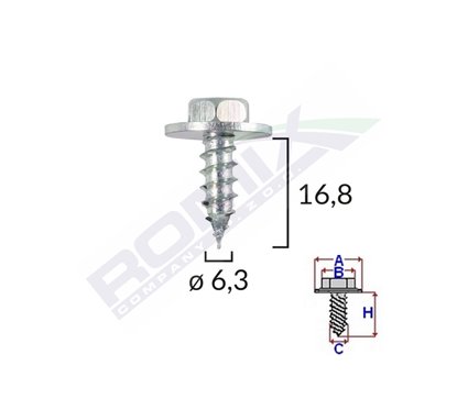 Surub Cu Saiba Universal 6.3X16.8Mm Set 10 Buc