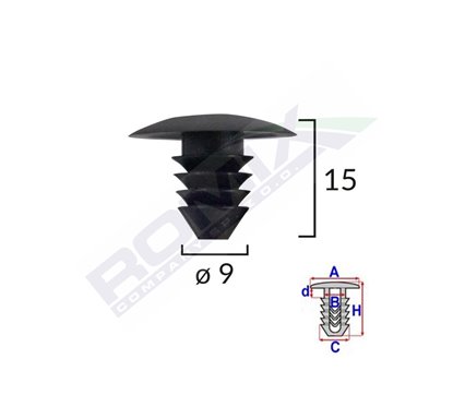 Clips Tapiterie Pentru Grup Vag 9X15Mm - Negru Set 10 Buc