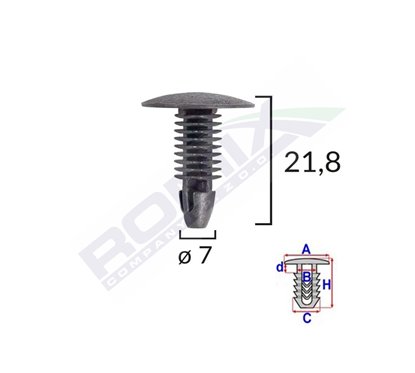 Clips Tapiterie Pentru Honda/Hyundai/Toyota 7X21.8Mm - Negru Set 10 Buc