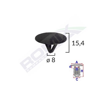 Clips Fixare Protectie Motor Pentru Hyundai, Kia 8X15.4Mm Negru Set 10 Buc