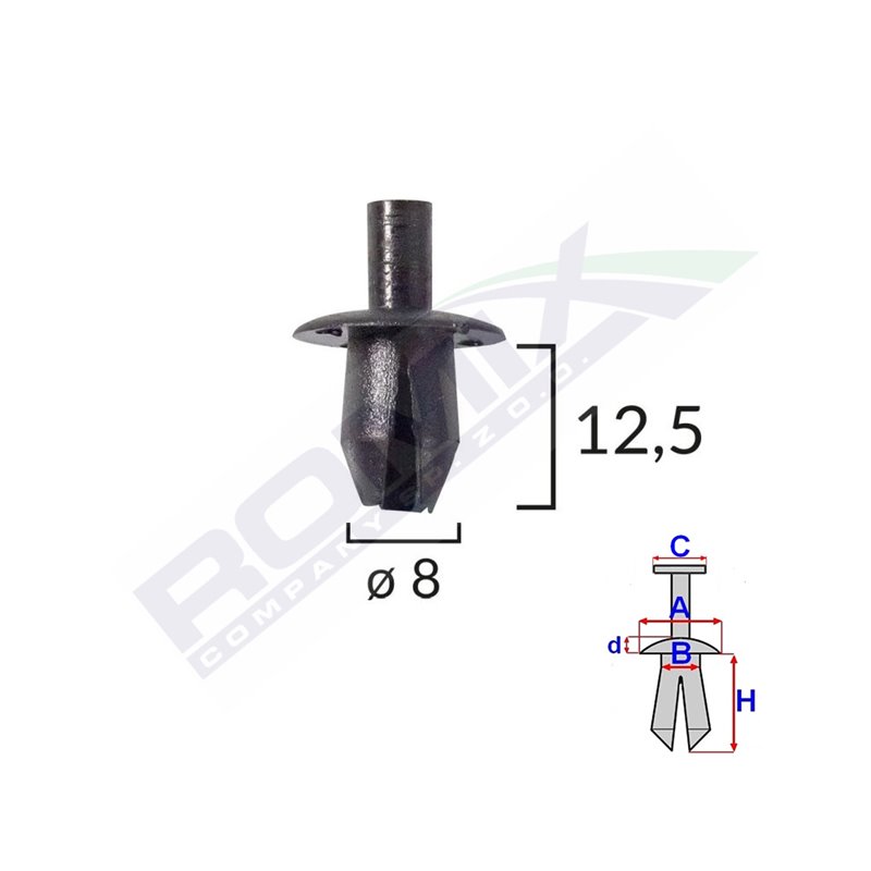 Clips Fixare Elemente Roata Pentru Dacia Renault - Negru Set 10 Buc