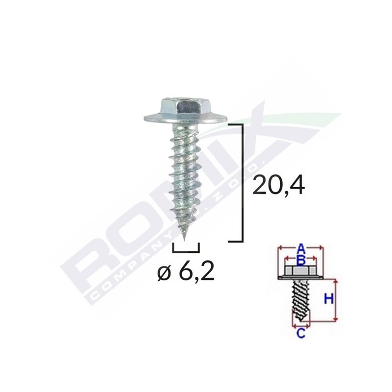 Surub Cu Saiba Alfa Romeo Fiat 6.2X20.4Mm Set 10 Buc