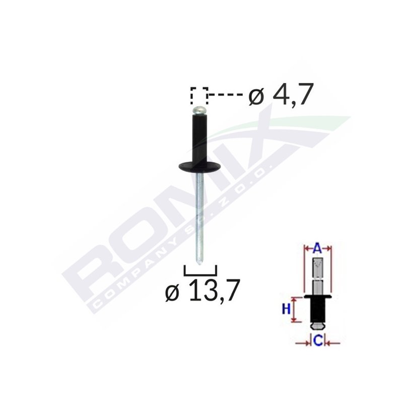 Popnit Universal Negru 4.7Mm Set 10 Buc