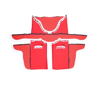 Set Perdele Cabina Camion. Universale. Velur. Rosu-Alb