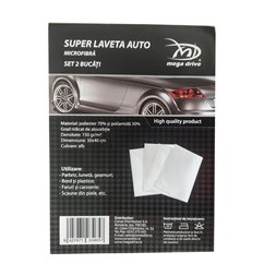 Super Laveta Auto Microfibra Alba 30X40 Cm (Set 2 Bucati)