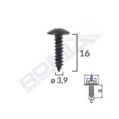 Surub Universal Fixare Negru 3.9X16Mm Set 25 Buc