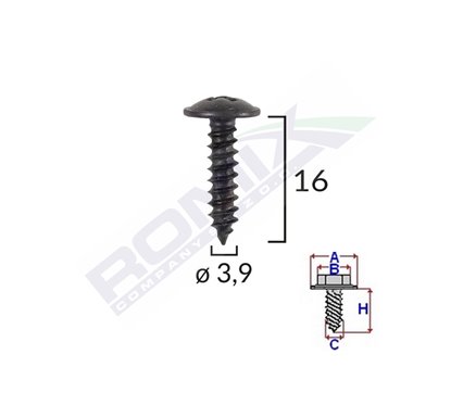 Surub Universal Fixare Negru 3.9X16Mm Set 25 Buc