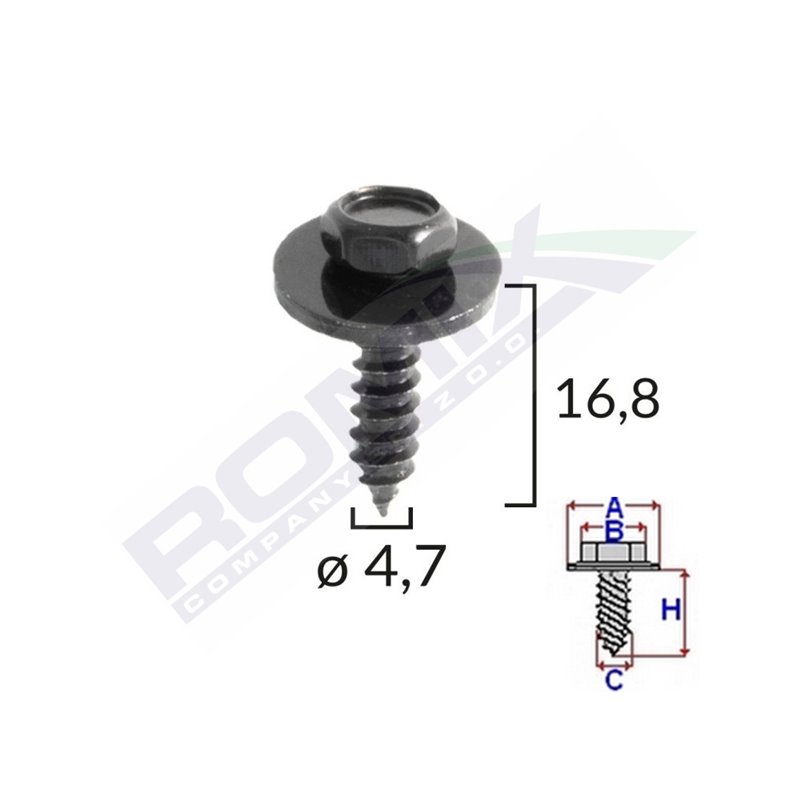 Surub Universal Fixare Negru 4.7X16.8Mm Set 10 Buc