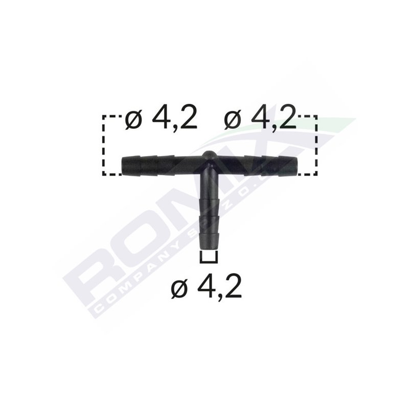 Conector Teu Furtun Conducte Universal 4.2Mm - Negru Set 5 Buc