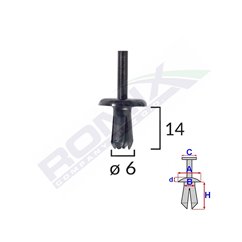 Clips Fixare Pentru Volvo 6X14Mm - Negru Set 10 Buc