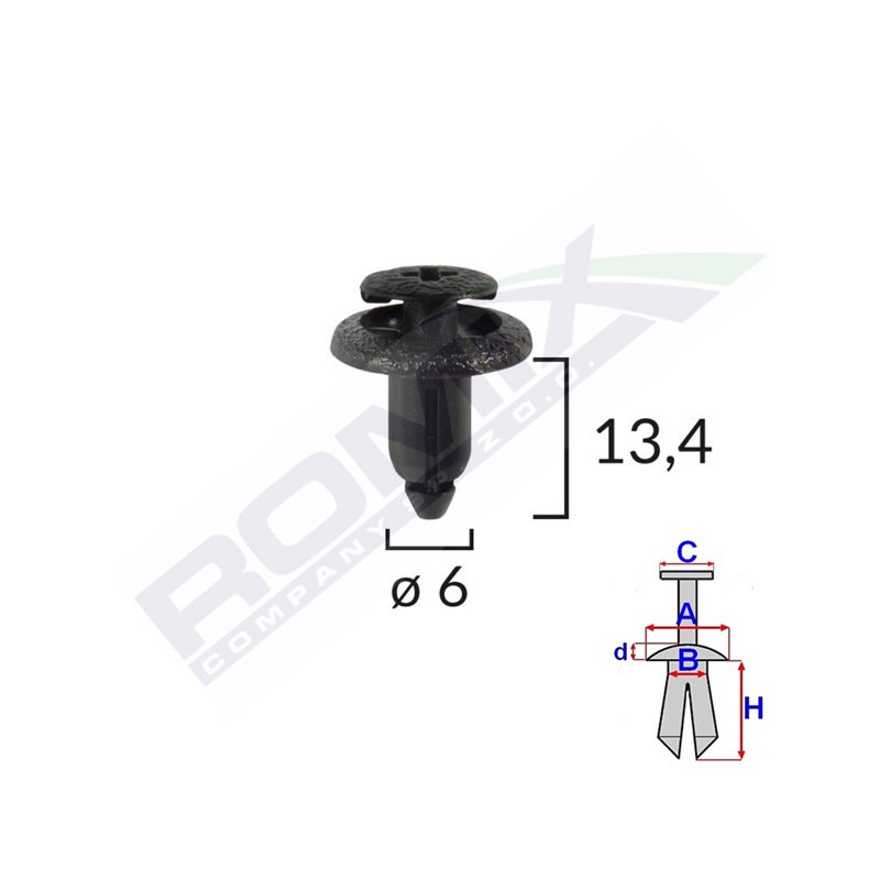 Clips Fixare Pentru Lexus/Suzuki/Toyota/Honda/Yamaha 6X13.4Mm - Negru Set 10 Buc