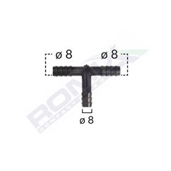 Conector Teu Furtun Conducte Universal 8Mm - Negru Set 5 Buc