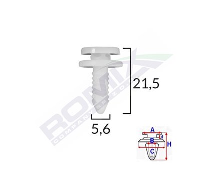 Clips Tapiterie Pentru Grup Vag 5.6X21.5Mm Alb Set 10 Buc