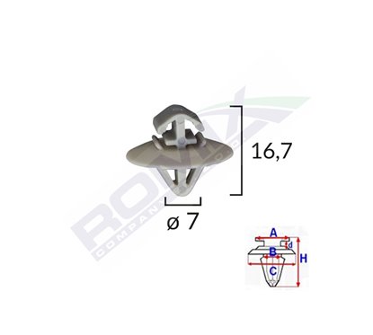 Clips Fixare Elemente Exterioare Pentru Iveco/Opel/Renault 7X16.7 - Gri Set 10 Buc