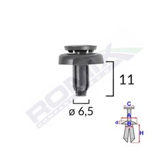 Clips Fixare Pentru Toyota6.5X11Mm Negru Set 10 Buc